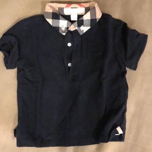 2t boy navy blue Burberry collared shirt,